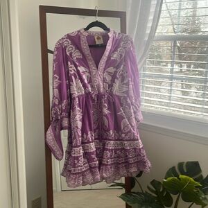 Farm Rio Sweet Garden Lilac Mini Dress